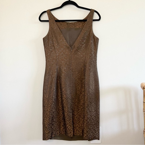 Vintage 90s Alberto Makali brown designer midi sheath dress | Size Small/Med - Picture 7 of 13